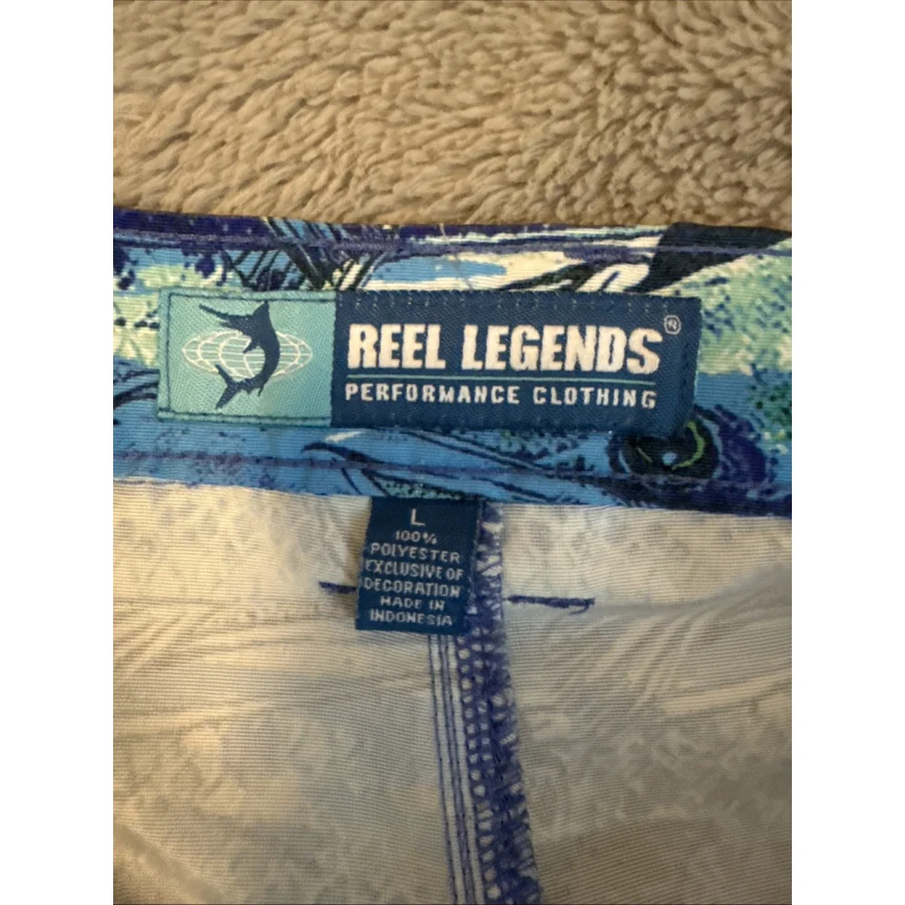 Reel Legends Men’s Large Fishing Shorts Elastic Hip, Button/zip Front 6 Pockets